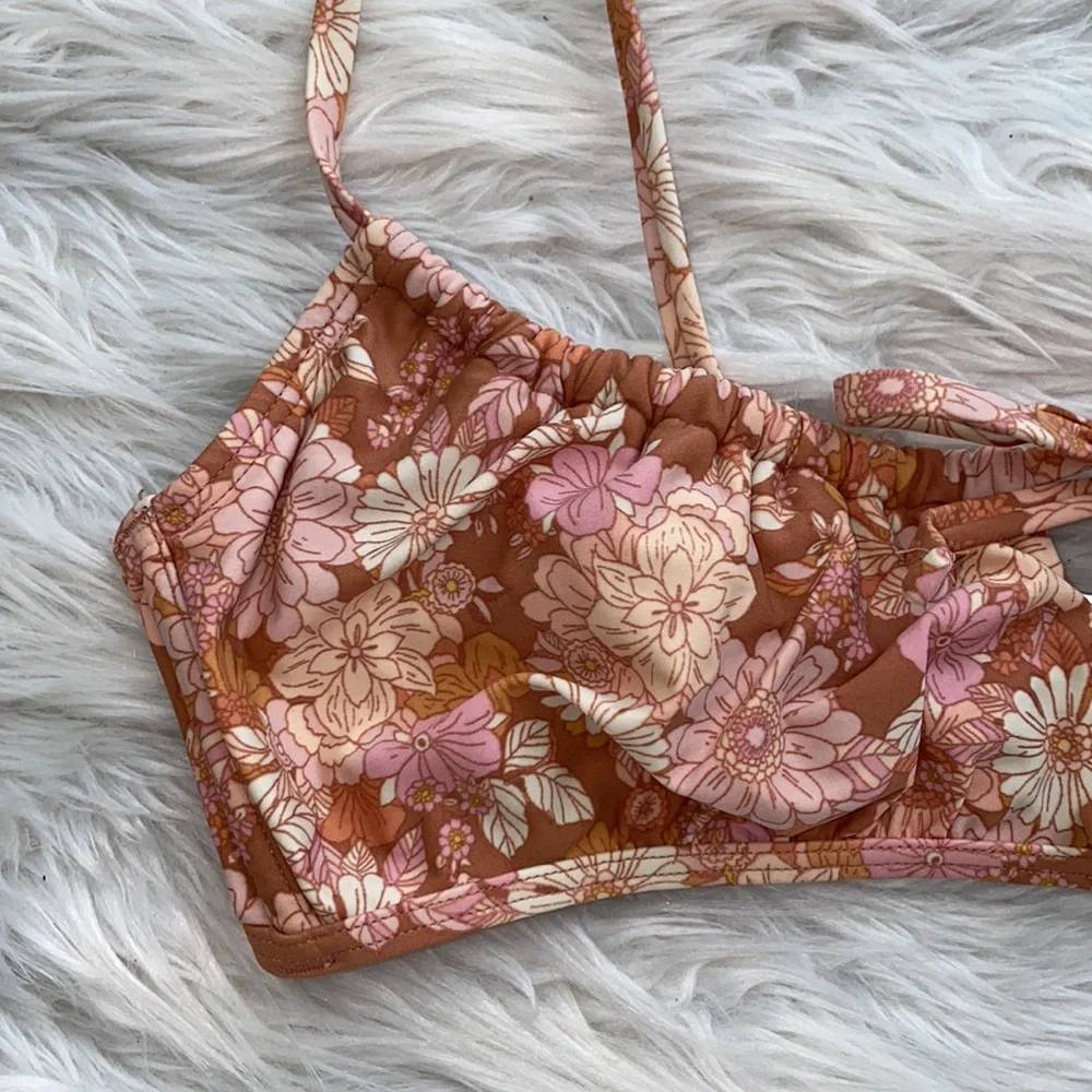 Xhilaration | Front Tie Floral Bikini Top
